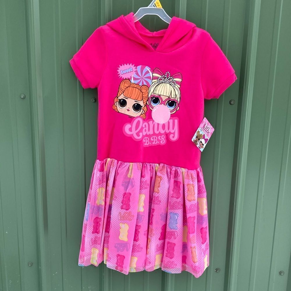 Girls L.O.L. Surprise! Hooded Shirt Sleeve Cosplay Dress with Tulle Tutu Size L